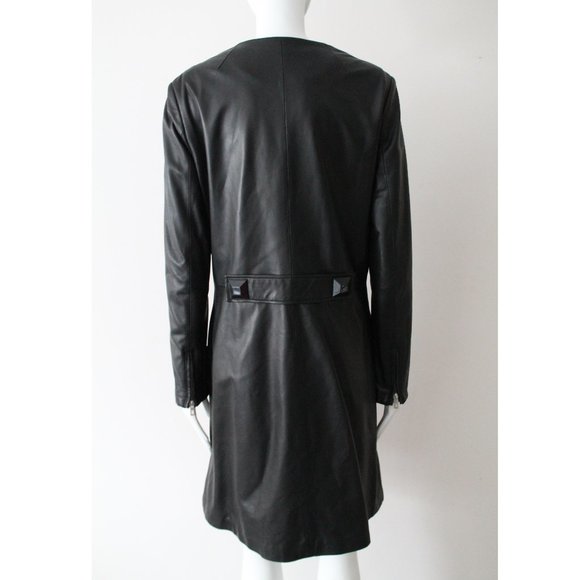 By Malene Birger Long Sheep Nappa Leather Coat / EU 40 Large Black Studs Jacket - Picture 3 of 14